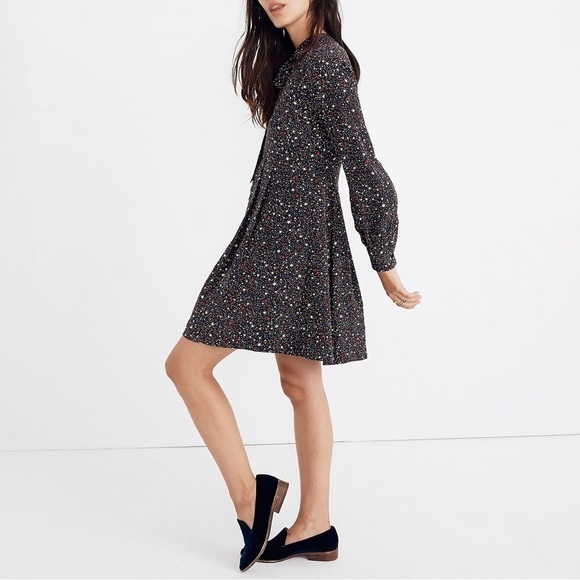 Madewell Balsam Tie-Neck Dress in Starry Night size 2 silk - Picture 1 of 16